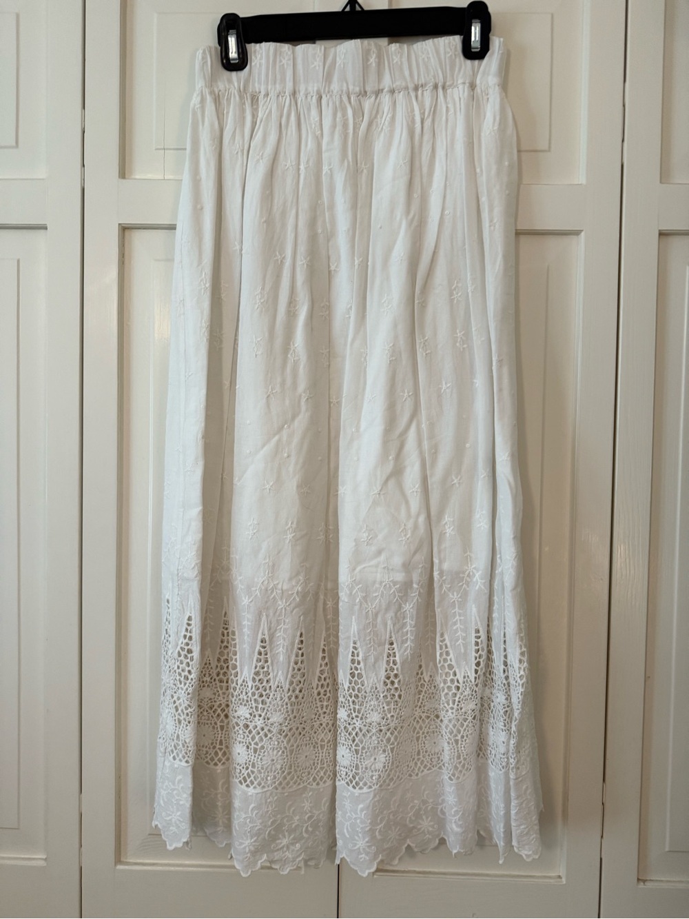 Ulla Johnson White Eyelet Crochet Maxi Skirt